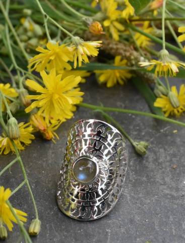 Bague labradorite et argent 925 T52 Favorisant la protection