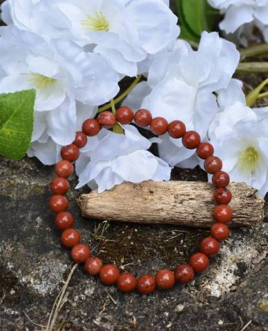 Bracelet jaspe rouge perles de 6mm favorisant la stabilit et la force