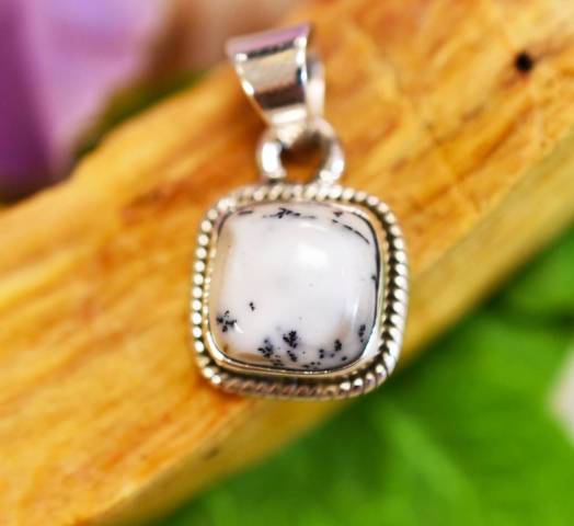 Pendentif agate dendritique et argent 925