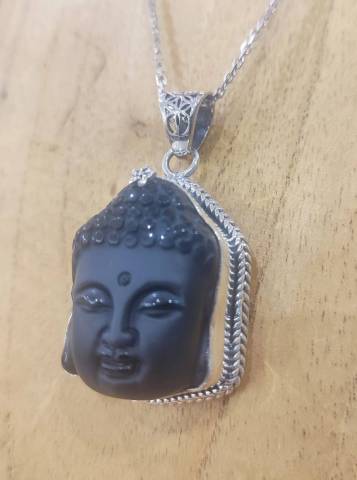Pendentif obsidienne et argent 925