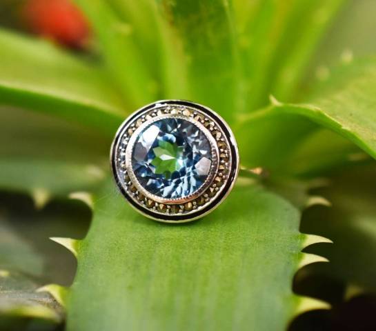 Bague Topaze et Marcassite sur argent 925