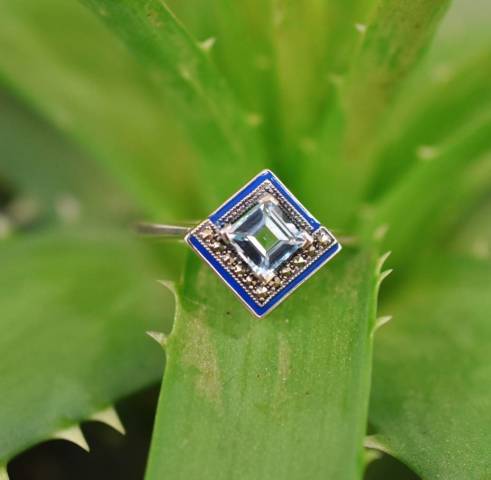 Bague Topaze et Marcassite sur argent 925