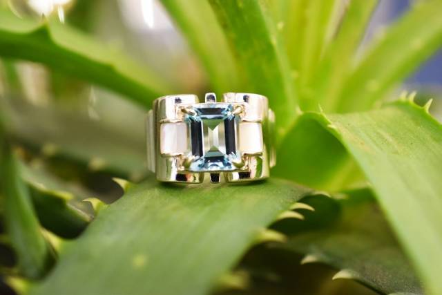 Bague Topaze et Marcassite sur argent 925