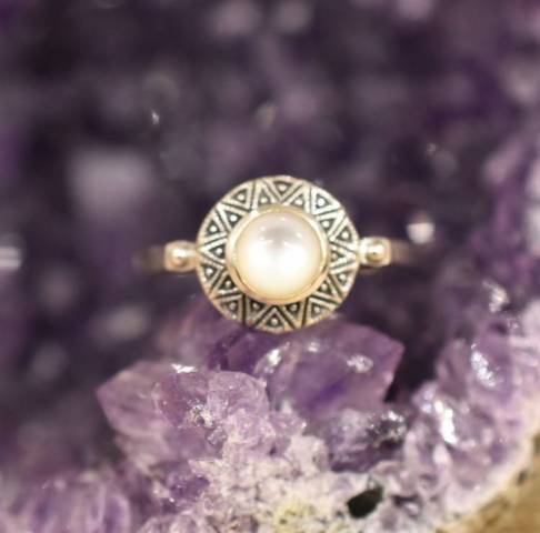 Bague Nacre et Marcassite sur argent 925