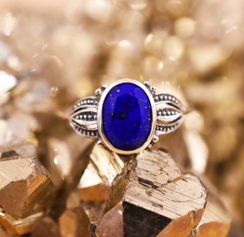 Bague Lapis Lazuli et Marcassite sur argent 925