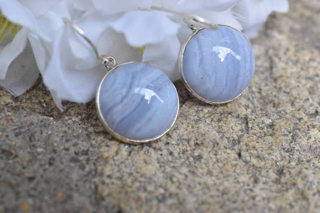 Boucles d'oreilles calc�doine et argent 925et argent 925